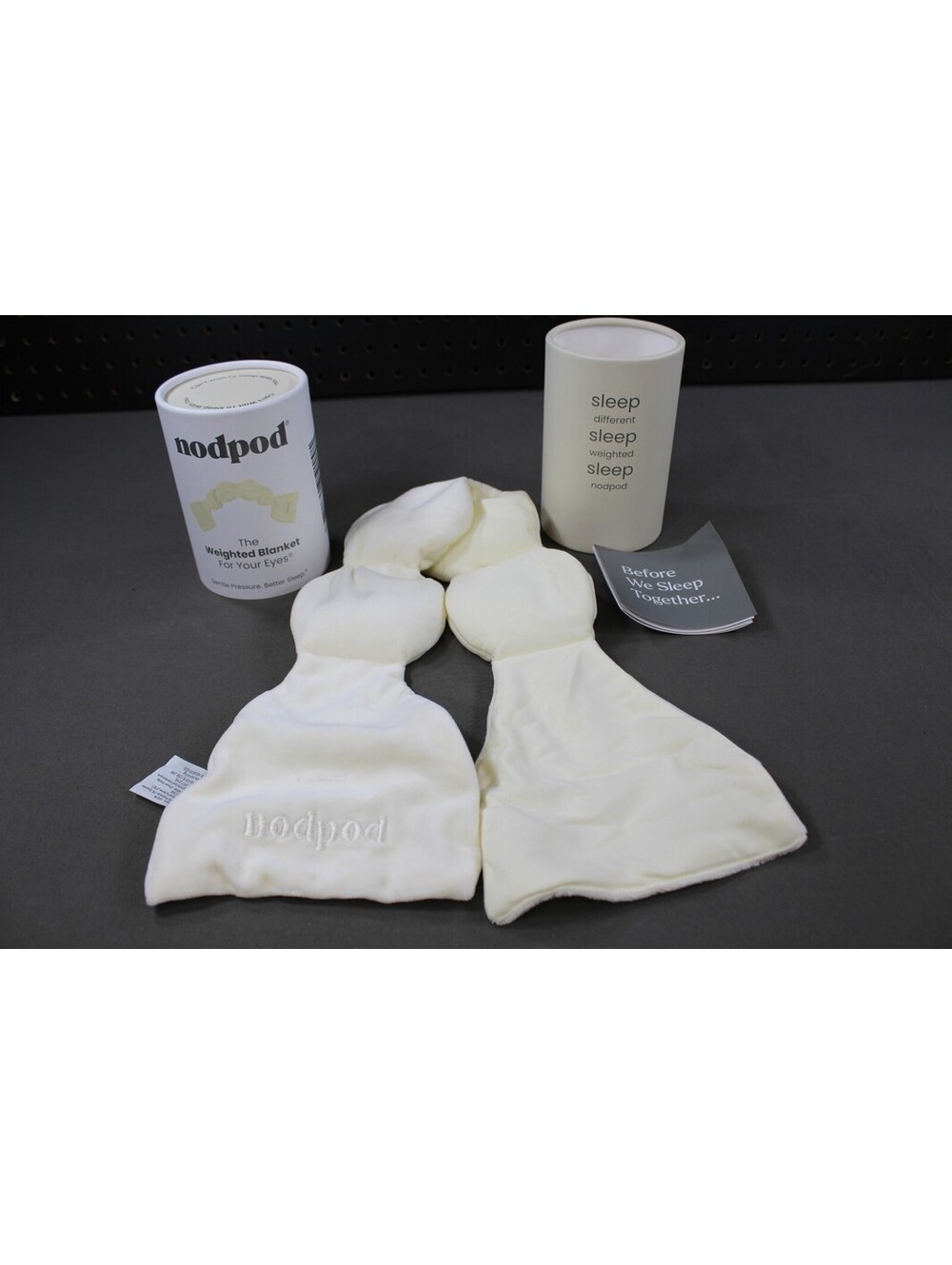 Nodpod White Weighted Sleep Mask Strap-Free Blackout